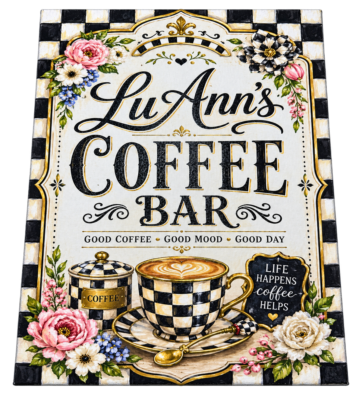 Custom decorative Lu Ann's Coffee Bar sign